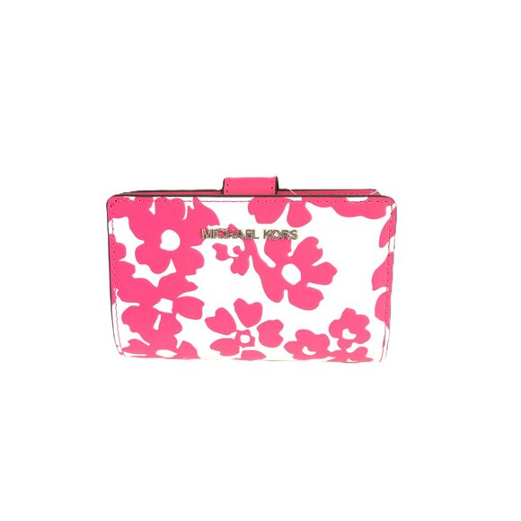 Michael Kors Jet Set Travel Medium Bifold Zip Coin Wallet Dragonfruit Embossed - Picture 3 of 8